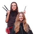 Hairdresser with straighteners