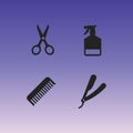 Hairdresser styling accessories professional haircut icon set on gradient background vector illustration