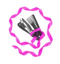 Hairdresser tools with gift ribbon