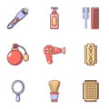 Hairdresser tools icons set, flat style Royalty Free Stock Photo