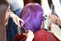 Cutting on the violet hair