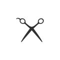Hairdressers scissors black isolated vector icon or logo. Hairdresser, fashion salon and barber sign collection equipment