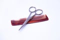 Hairdressers' scissors and comb on a white background. Royalty Free Stock Photo