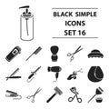 Hairdressery set icons in black style. Big collection of hairdresser vector symbol stock illustration