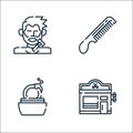 Hairdressing and barber line icons. linear set. quality vector line set such as barbershop, soap, comb
