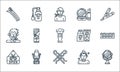 Hairdressing and barber line icons. linear set. quality vector line set such as mirror, hairpin, open, skincare, barber chair,