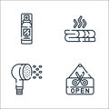 Hairdressing and barber line icons. linear set. quality vector line set such as open, shower head, warm