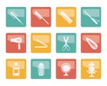 Hairdressing, coiffure and make-up icons over colored background Royalty Free Stock Photo