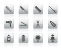 Hairdressing, coiffure and make-up icons Royalty Free Stock Photo