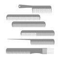 Hairdressing combs set, tools for combing hair, styling and haircut help, comb with different length, thickness and distance of