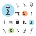 Hairdressing equipment icons