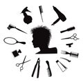Hairdressing equipment icons.