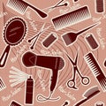 Hairdressing equipment seamless pattern.Vector bac