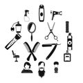 Hairdressing icons set, simple style Royalty Free Stock Photo