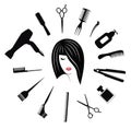 Hairdressing icons for woman