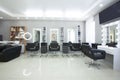 Hairdressing procedures in luxe beauty salon, panorama