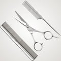 Hairdressing salon, scissors, comb