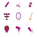 Hairdressing saloon objects icons