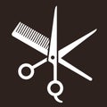 Hairdressing scissors and comb. Hairdresser symbol Royalty Free Stock Photo