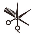 Hairdressing scissors and comb. Hairdresser symbol