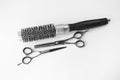 Hairdressing scissors and comb isolated Royalty Free Stock Photo