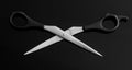 Hairdressing scissors isolated black background Royalty Free Stock Photo