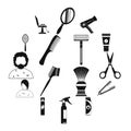 Hairdressing simple icons set Royalty Free Stock Photo