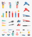 Hairdressing vector barbershop icons salon barbershop tool and device symbols fashion hairdresser professional barber Royalty Free Stock Photo