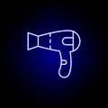 hairdryer facing left line neon icon. Elements of Beauty and Cosmetics illustration icon. Signs and symbols can be used for web,