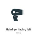 Hairdryer facing left vector icon on white background. Flat vector hairdryer facing left icon symbol sign from modern beauty