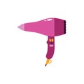 Hairdryer flat style icon on green background. Vector illustration