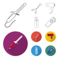 Hairdryer, hair dryer, lotion, scissors. Hairdresser set collection icons in outline,flat style vector symbol stock