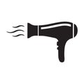 Hairdryer icon, black vector icon isolated Royalty Free Stock Photo