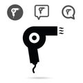 Hairdryer icon set in black illustration