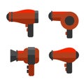 Hairdryer Icon Set on White Background. Vector