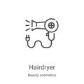 hairdryer icon vector from beauty cosmetics collection. Thin line hairdryer outline icon vector illustration. Linear symbol for