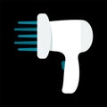 Hairdryer isolated on black background. Vector illustration. Royalty Free Stock Photo