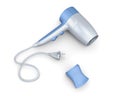 Hairdryer with a nozzle isolated on white background. Top view. Royalty Free Stock Photo