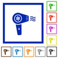 Hairdryer with propeller flat framed icons