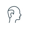 Hairless Male Line Icon. Bald Man Linear Pictogram. Hair Loss, Alopecia Medical Problem Outline Icon. Editable Stroke