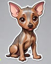 Hairless terrier dog isolated sticker decal