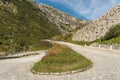 Hairpin bend on the historic Gotthard Pass road, Canton of Ticino, Switzerland