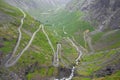 Hairpin bends of Trollstigen in close up