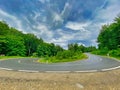 Hairpin Curve Through Forest Royalty Free Stock Photo