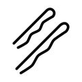 Hairpin vector icon. Black hairdressing tool illustration on white background. Solid linear beauty icon.