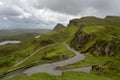 Hairpins on mountain road, Quiraing range, Totternish peninsula, Isle of Skye