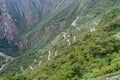Hairpins turns on a road to Machu Picchu ruins, Pe