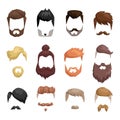 Hairstyle beard and hair face cut mask flat cartoon vector. Royalty Free Stock Photo