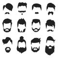 Hairstyle beard and hair face cut mask flat cartoon vector. Royalty Free Stock Photo