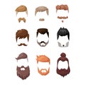 Hairstyle beard and hair face cut mask flat cartoon vector. Royalty Free Stock Photo
